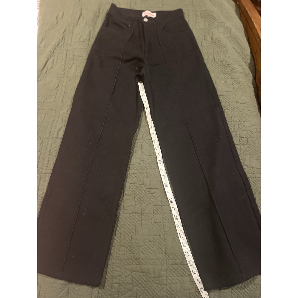 Lisa Says Gah Women's Black Jeans With Seam Wide Leg
